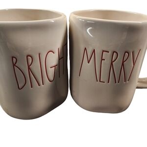 NEW Rae Dunn by Magenta Merry & Bright Chrismas 16oz Ceramic Mugs